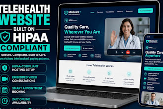 design a hipaa compliant telemedicine or telehealth website for your practice