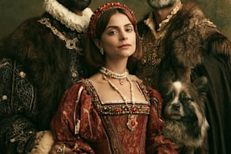 illustrate awesome royal couple portrait