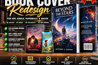 redesign your book cover for KDP, kindle, paperback and ebook