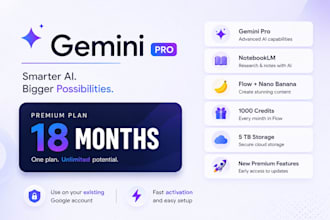 set up google ai pro for full 18 months with gemini, flow and notebooklm