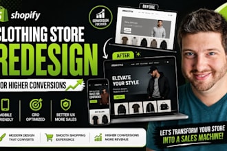 shopify homepage design, redesign for fashion clothing store