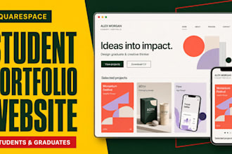 design a squarespace portfolio website for student graduate and job seeker