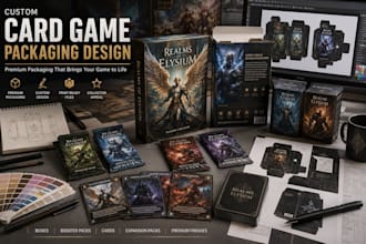 design custom card game packaging, tuck box and booster pack