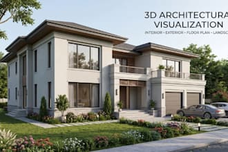 render 3d architectural house interior, exterior floor plan  3d landscape design