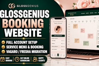 design glossgenius online booking website vagaro fresha beauty salon spa website