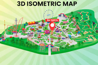 design custom 3d isometric map, vector map and map illustration