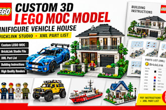 custom 3d lego moc model minifigure vehicle house brinklink studio xml part list