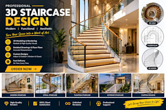 design a 3d staircase with realistic architectural rendering