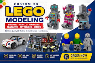 custom 3d lego modeling building vehicle minifigure character toy figures scenes