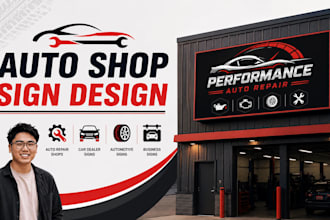 design auto repair shop signs, automotive, car dealer and business sign design