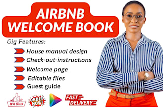 design a modern airbnb welome book, house manual and guest guide
