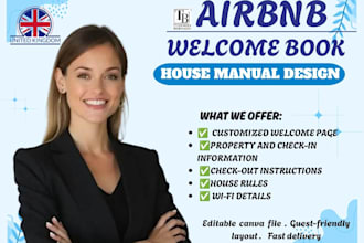 design a professional airbnb welcome book and house manual