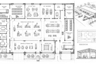 design metalworking facility floor plans and industrial cad blueprints