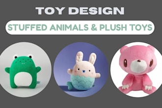 create custom stuffed animal and plush toy designs ready for manufacturing