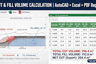 calculate earthwork cut and fill valume from cross section