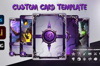 design custom card layout, tcg card template, card frame, card game design, ui