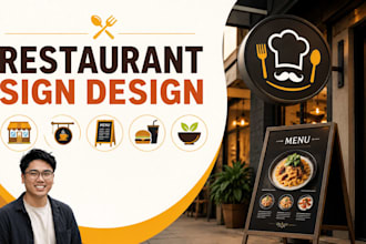 design restaurant signs, cafe signs, menu boards, food and business signage