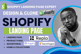 build replo shopify landing page clone or design shopify product page gempages