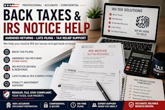 prepare back taxes, amended tax returns and irs filing support