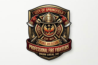 design a powerful and professional firefighter logo