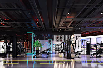 design cgi gym design, fitness center, bodybuilding gym, wellness center model