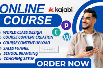 create upload setup online course on teachable thinkific teachable skool kajabi