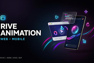 create mobile and website animation in rive, json, gif, svg
