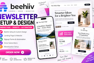 setup beehiiv newsletter, landing page, website and automation