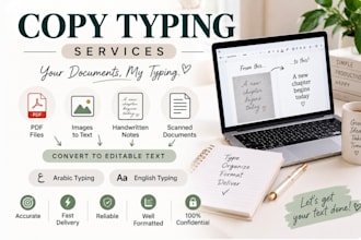 do accurate copy typing retyping PDF and image to text