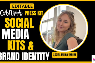 design influencer social media kit, speaker sheet clickable PDF canva press kit
