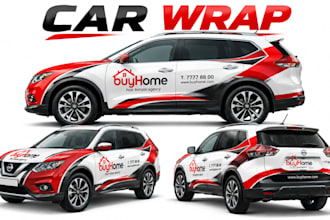 design custom car wrap, vehicle wrap design, van wrap, and truck graphics