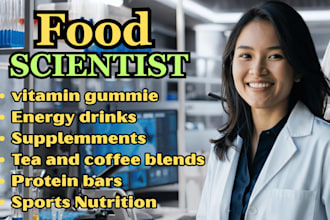 do custom food, beverages recipes vitamin supplement product formulation chemist