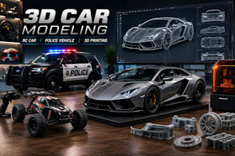 do 3d car modeling, rc car and police vehicle design for 3d printing