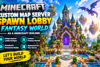 build custom minecraft map server spawn lobby fantasy world as minecraft builder
