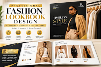 design fashion lookbook, clothing catalog and apparel product brochure