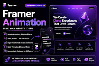 create stunning framer animations, interactions and animated websites