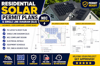design residential solar permit plans and single line diagram sld