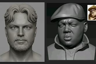 sculpt realistic 3d bust model, 3d head 3d face fully body model for 3d printing