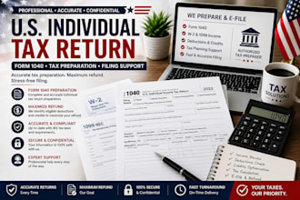 prepare US individual tax return, form 1040 and income tax filing