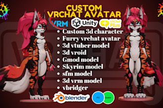create custom vrchat avatar, furry avatar, 3d nsfw model, vr character, pc quest