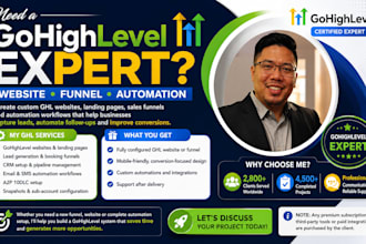 create gohighlevel website, funnel and ghl automation