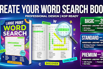 create a large print word search book for amazon KDP