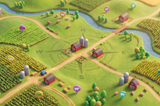 design farm map, agricultural land map, property map and site map