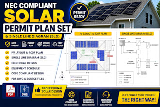 design nec compliant solar permit plan set and sld