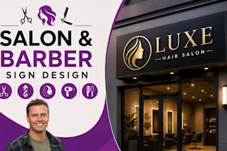 design salon signs, barber signs, beauty shop, hair salon and storefront signage