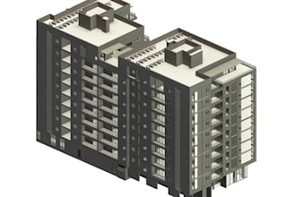 design revit bim model, podium building, structural framework, mep construction