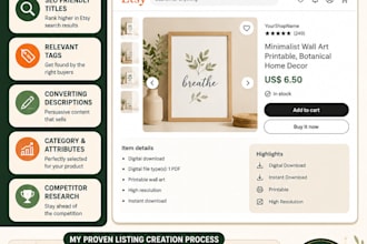 create etsy SEO product listings for you