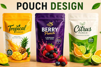 do pouch design, pouch packaging design, label design and food packaging design