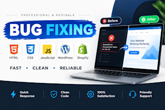 fix HTML CSS javascript wordpress and shopify bugs