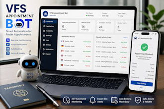 develop booking appointment bot,vfs slot watchers bot,booking bot